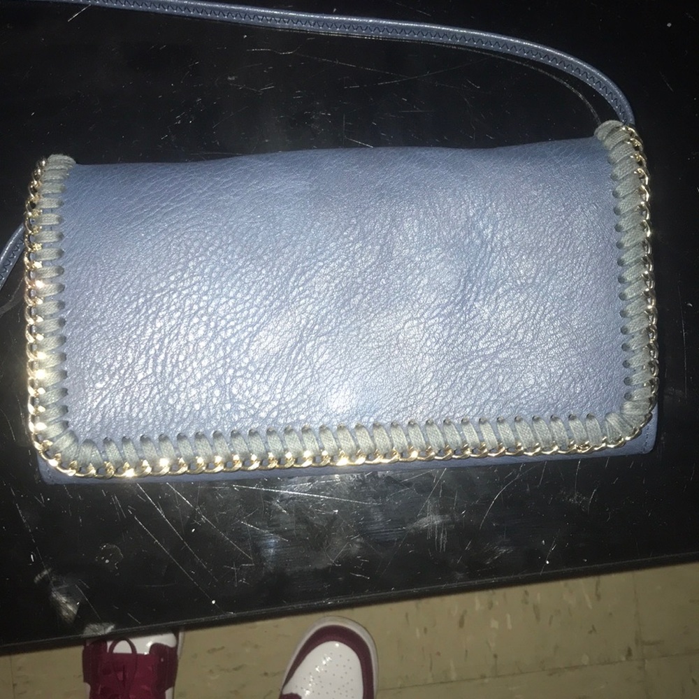 Blue leather crossbody bag wallet